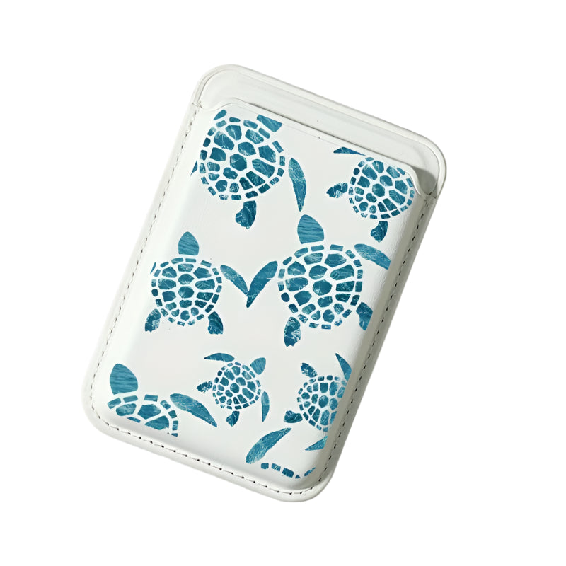Dark green turtle Pattern Artificial leather Magnetic Card Holder