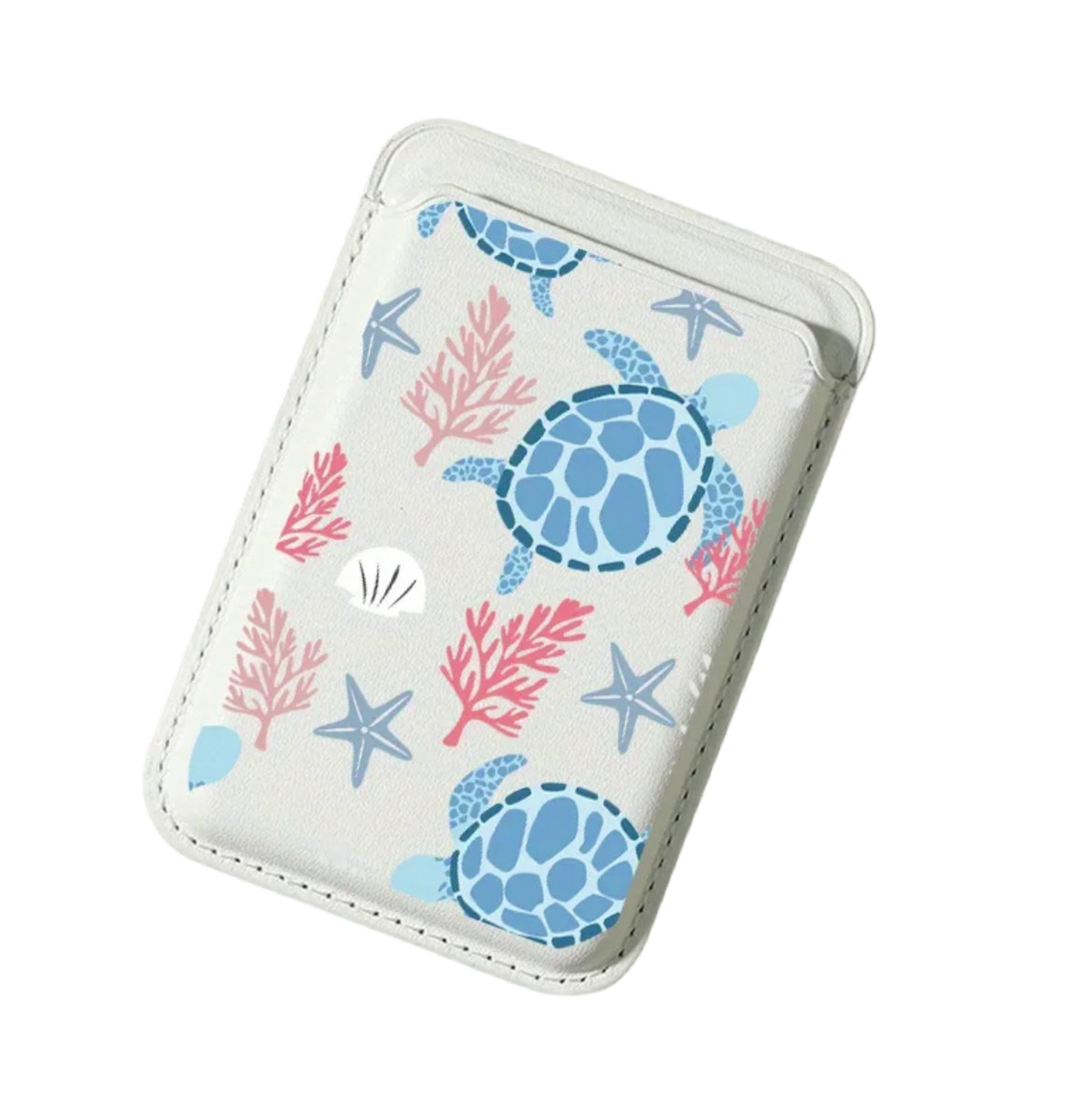 Blue Turtle Pattern Magnetic Card Holder Wallet